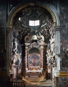 Feronin kappeli, jossa on Giovanni Battista Fogginin (1652-1725) veistoksia, Basilica of Santissima Annunziata, Firenze, Toscana, Italia