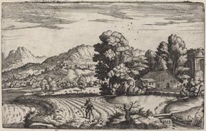 Vuoristoinen maisema vertauksen kylväjästä tekijältä Giovanni Battista Fontana