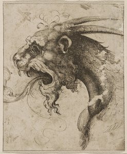Chimera par Francon (nimeltään Semolei) pää (kynä, ruskea intialainen muste paperilla) tekijältä Giovanni Battista Franco