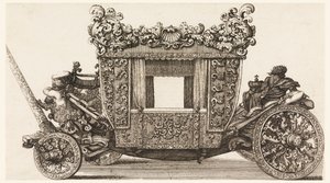 Sivukuva Lord Castelmainen ensimmäisestä vaunusta (1686), jonka Andrea Cornely rakensi vuonna 1686 Ciro Ferrin jälkeen, 1687-1700