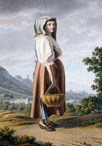 Talonpoika Maddalonin taustalla, Giovan Battista Lusieri (n. 1755-1821), akvarelli paperille 32x23 cm, Italia