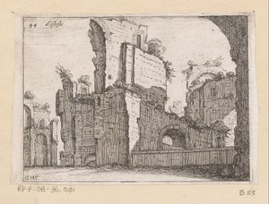 Rooman Caracallan kylpylän jäänteet Listesso (otsikko objektissa) Rooman näkymät (sarjan nimi) Alcune vedute et prospettive di luoghi dishabitati di Roma (sarjan nimi) tekijältä Giovanni Battista Mercati