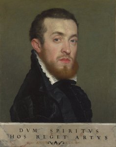 Nuoren miehen rintakuva, jossa kirjoitus tekijältä Giovanni Battista Moroni