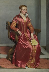 Lady La Daman muotokuva Rossossa, n. 1560 tekijältä Giovanni Battista Moroni