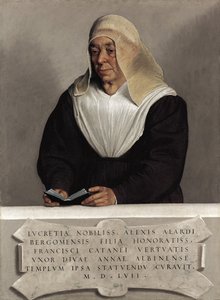 Abbess Lucrezia Vertova Agliardi, n. 1557 (öljy kankaalle) tekijältä Giovanni Battista Moroni