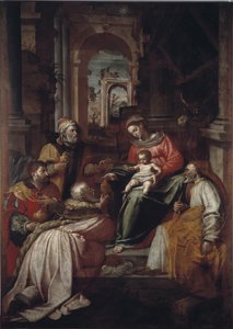 Giovanni Battista Perollin maalaus Magien palvonta (1500-luku) 1567 Genes, Museo Diocesano tekijältä Giovanni Battista Perolli