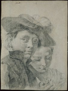 Nuori poika, jolla on hattu, ja nuori tyttö tekijältä Giovanni Battista Piazzetta