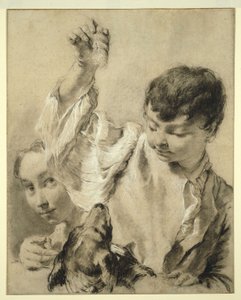 Giacomo ruokkii koiraa tekijältä Giovanni Battista Piazzetta