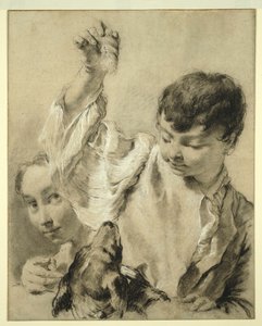 Giacomo ruokkii koiraa tekijältä Giovanni Battista Piazzetta