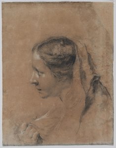 Huivilla olevan naisen pää tekijältä Giovanni Battista Piazzetta