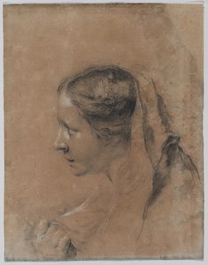Huivilla olevan naisen pää. tekijältä Giovanni Battista Piazzetta
