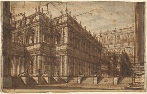 Muinainen foorumi, jossa on porttikonit tekijältä Giovanni Battista Piranesi
