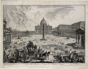 Näkymä San Pietron basilikan ja aukion suuntaan Vatikaanissa (lähde: Vedute di Roma)