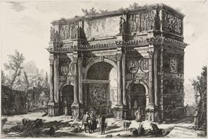 Näkymä Konstantinuksen riemukaarelle tekijältä Giovanni Battista Piranesi