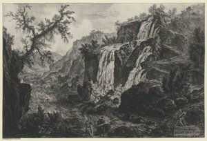 Näkymä Tivolin vesiputoukselle (teoksesta Vedute di Roma) tekijältä Giovanni Battista Piranesi