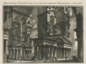 Muinaisten kylpylöiden tavarat, joiden portaat johtavat palestariin ja teatteriin tekijältä Giovanni Battista Piranesi