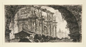 Konstantinuksen kaari Roomassa, joistakin näkymistä riemukaariin ja muihin monumentteihin tekijältä Giovanni Battista Piranesi
