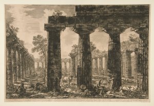 Muut nähty? Pronaoksen julkisivun piirustus? ja kuvattu levyssä V (Toinen kuva pronaos-julkisivusta piirretty ja kuvattu levyssä V), eri näkymistä tekijältä Giovanni Battista Piranesi