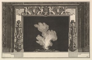 Savupiippu: Syrjäytyneet griffonit kannassa ja kynttelikkö karmissa Ch. accomp..., ca. 1769. tekijältä Giovanni Battista Piranesi