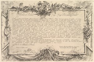 Omistautuminen Giovanni Bottarille Omistus Bottarille, n. 1748. tekijältä Giovanni Battista Piranesi