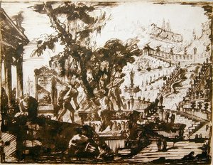 Fantastical Gardens (kynä ja muste paperille) tekijältä Giovanni Battista Piranesi