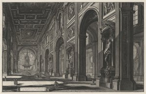 San Giovanni in Lateranon basilikan sisänäkymä (teoksesta Vedute di Roma) tekijältä Giovanni Battista Piranesi