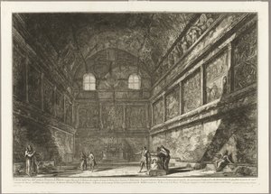 Sisäkuva muinaisesta Bacchuksen temppelistä, nykyisestä S. Urbanon kirkosta, kahden mailin päässä Roomasta, Rooman näkymistä tekijältä Giovanni-Battista Piranesi