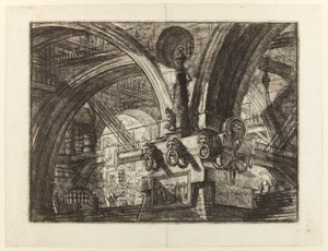 Keksintöjen vankilat, levy XV: Laituri, jossa on lamppu. tekijältä Giovanni Battista Piranesi