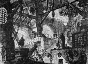 Vankeja ulkonevalla tasanteella tekijältä Giovanni Battista Piranesi