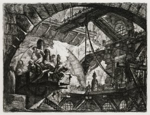 Vankeja ulkonevalla tasanteella tekijältä Giovanni Battista Piranesi