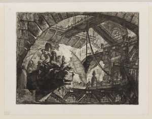 Vankeja ulkonevalla tasanteella tekijältä Giovanni Battista Piranesi