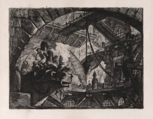 Vangit ulkonevalla alustalla, levy 10, Carceri d tekijältä Giovanni Battista Piranesi