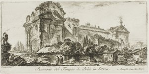 Takanäkymä Polan temppelistä Istriassa. 1. Takakuva toisesta temppelistä, levy 22 joistakin riemukaarien ja muiden monumenttien näkymistä tekijältä Giovanni-Battista Piranesi