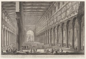 Sisäkuva Pyhän Paavalin basilikasta muurien ulkopuolella tekijältä Giovanni-Battista Piranesi