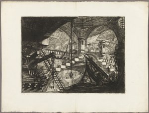 Kaari kuorikoristeen kanssa, levy 11 Imaginary Prisonsista tekijältä Giovanni-Battista Piranesi