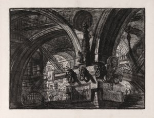 Laituri lampulla, levy 15, Carceri d tekijältä Giovanni-Battista Piranesi