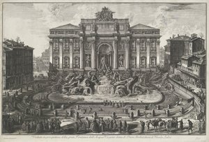 Trevifontein te Rooma Perspektiivinäkymä suureen Fontana dell