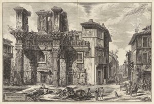Näkymä Nervan foorumin jäännöksille, Vedute di Romasta (näkymät Roomaan) tekijältä Giovanni-Battista Piranesi