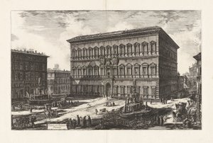 Näkymä Palazzo Farneselle (näkymä Palazzo Farneselle), Vedute di Romasta (näkymät Roomaan) tekijältä Giovanni-Battista Piranesi