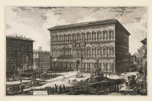 Näkymä Palazzo Farneselle (näkymä Palazzo Farneselle), Vedute di Romasta tekijältä Giovanni-Battista Piranesi