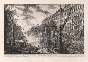 Näkymä Ripa Granden satamaan Vedute di Romasta (näkymät Roomaan) tekijältä Giovanni Battista Piranesi