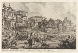 Veduta del Porto di Ripetta (näkymä Ripettan satamaan), Vedute di Romasta (näkymät Roomaan) tekijältä Giovanni-Battista Piranesi