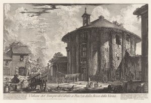 Näkymä Cybelen temppelistä Piazza della Bocca della Veritillä? (Näkymä Cybelen temppelille Bocca della Veritin aukiolla?), Vedute di Romasta (Rooman näkymät) tekijältä Giovanni-Battista Piranesi