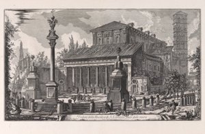 Näkymä San Lorenzo fuori delle Muran basilikalle Vedute di Romasta (näkymät Roomaan) tekijältä Giovanni-Battista Piranesi