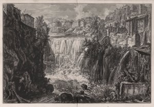 Veduta della Cascata di Tivoli (näkymä Tivolin vesiputoukselle), Vedute di Romasta (näkymät Roomaan) tekijältä Giovanni-Battista Piranesi