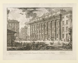 Näkymä Piazza di Pietran tullitalolle Vedute di Romasta tekijältä Giovanni-Battista Piranesi