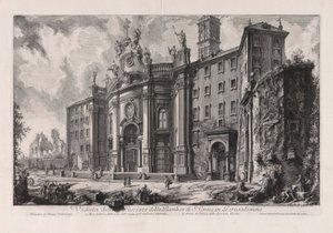 Näkymä Pyhän Ristin basilikalle Jerusalemissa (Näkymä Fa? Ade of the Basilica of the Pyhän Ristin Jerusalemissa), Vedute di Romalta (näkymät Roomaan) tekijältä Giovanni Battista Piranesi