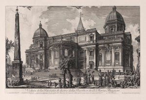 Näkymä Santa Maria Maggioren basilikan takapuolelta (näkymä Fa? Adelle Santa Maria Maggioren basilikan takana), Vedute di Romasta (näkymät Roomaan) tekijältä Giovanni-Battista Piranesi