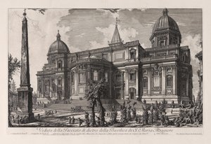 Näkymä Santa Maria Maggioren basilikan takajulkisivusta, sarjasta Näkymiä Roomasta tekijältä Giovanni Battista Piranesi