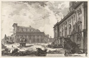 Näkymä Piazza del Campidoglio -aukiolle Vedute di Romalta (näkymät Roomaan) tekijältä Giovanni-Battista Piranesi